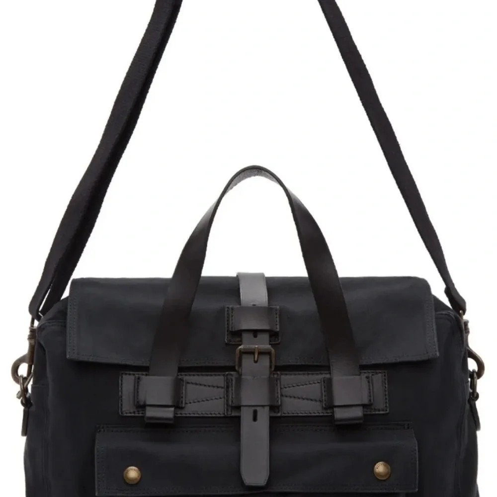 BELSTAFF Colonial Briefcase Soft-Black Canvas & Leather w/Dustbag - NWT